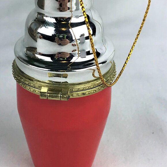 Martini Cocktail Shaker Porcelain Hinge Surprise Gift Trinket Christmas Ornament - Picture 3 of 5
